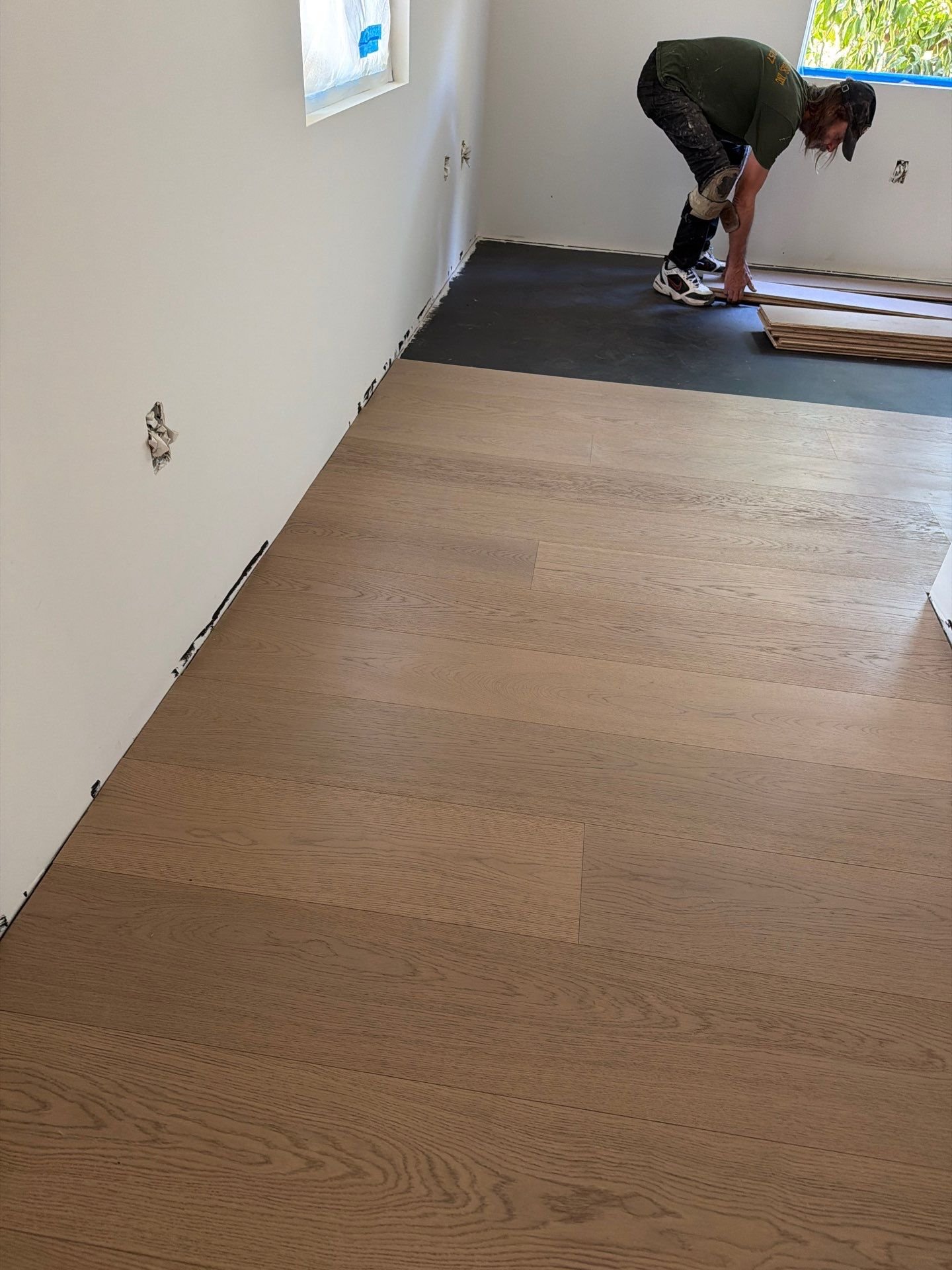 Wide-plank oak flooring