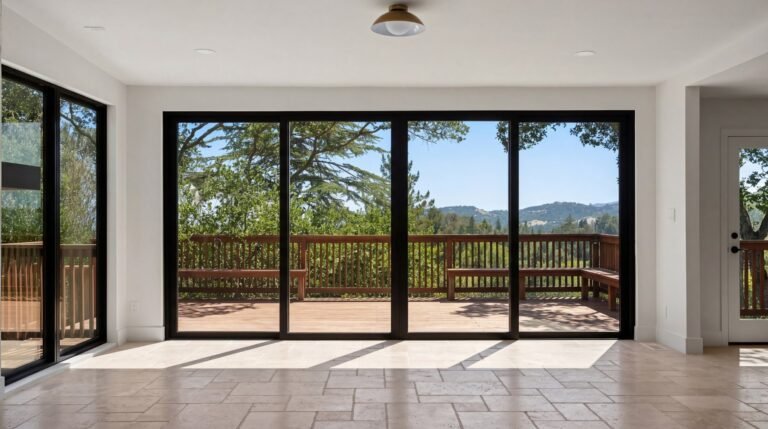 Great room with sliding glass doors, Los Gatos