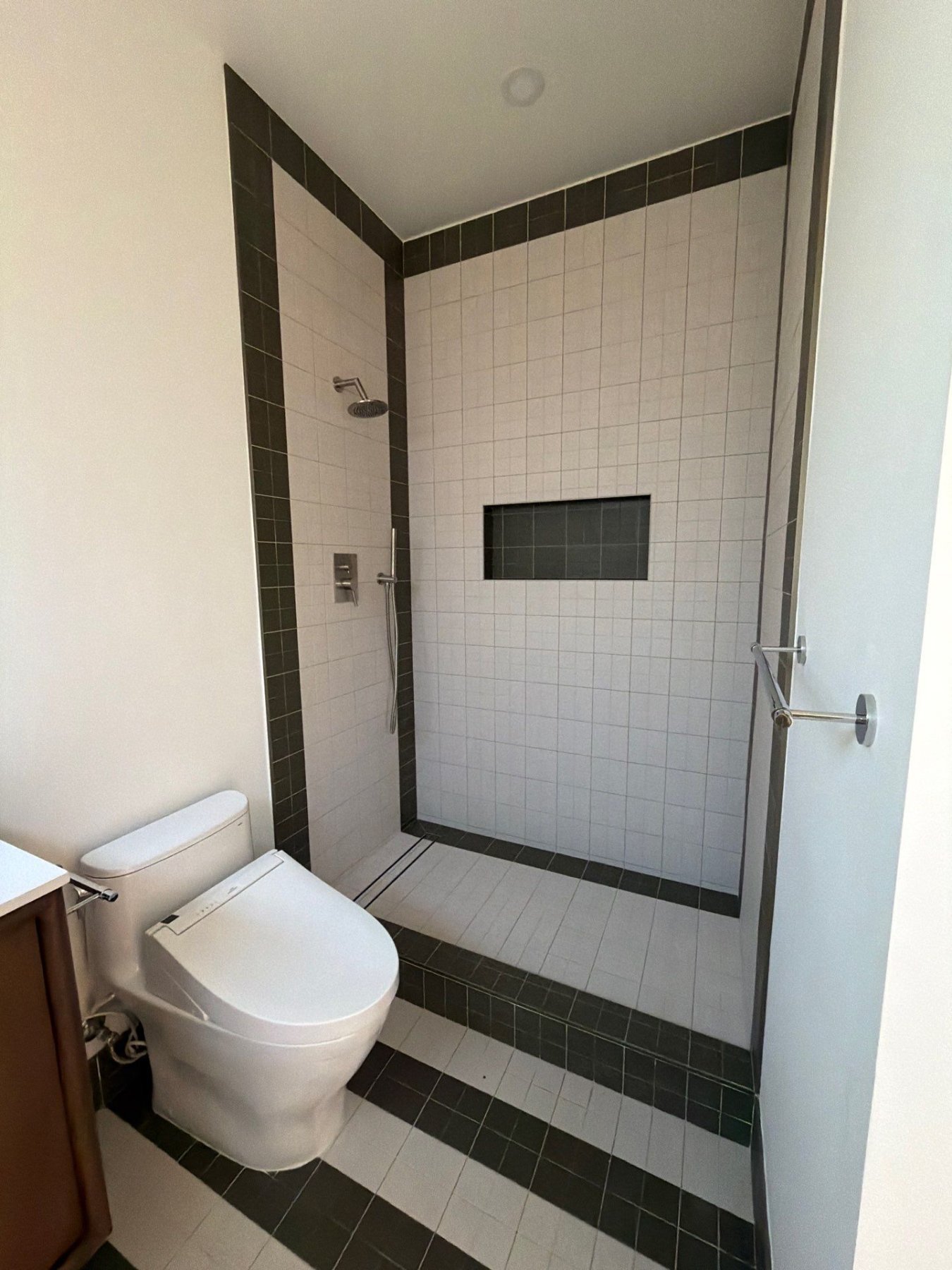Finished ADU bathroom with walk-in shower